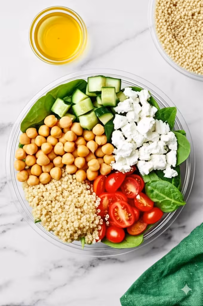 Zen Quinoa Bowl with chickpeas and spinach